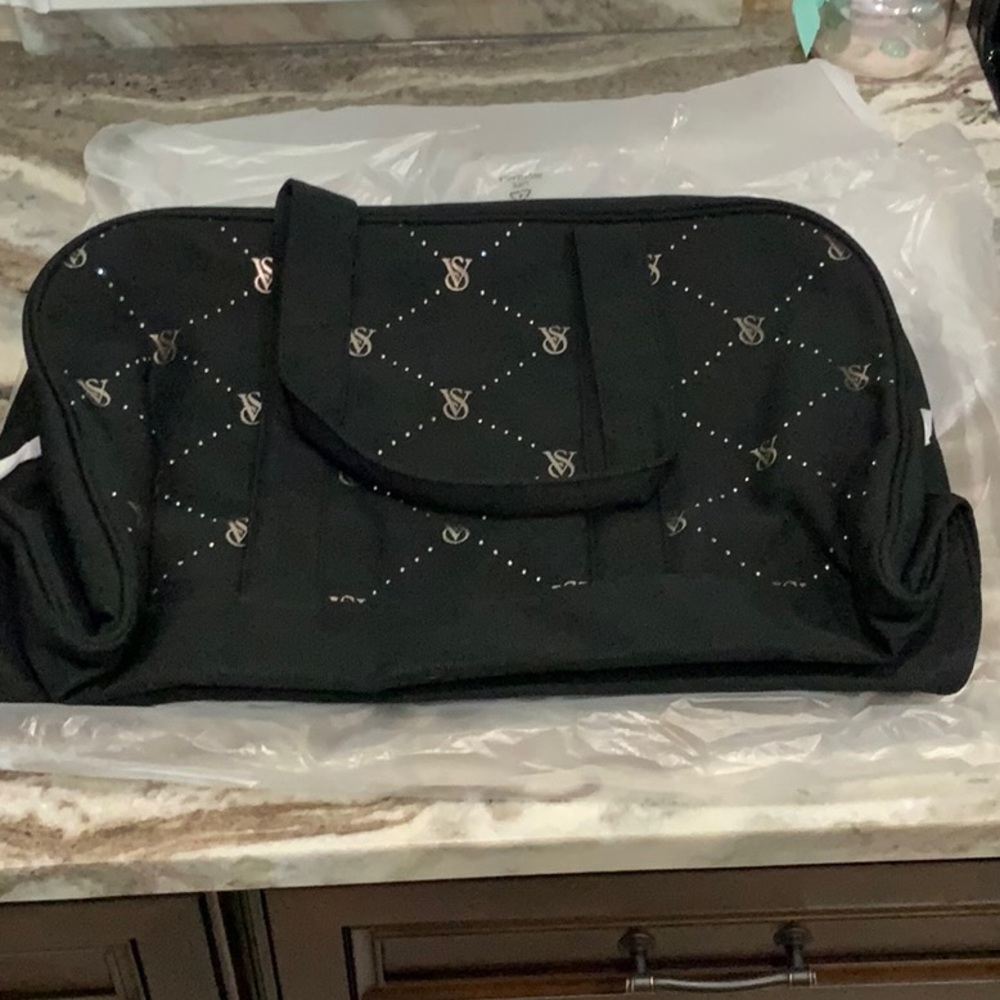 Victoria's Secret Black Tote Bag with Monogram Design